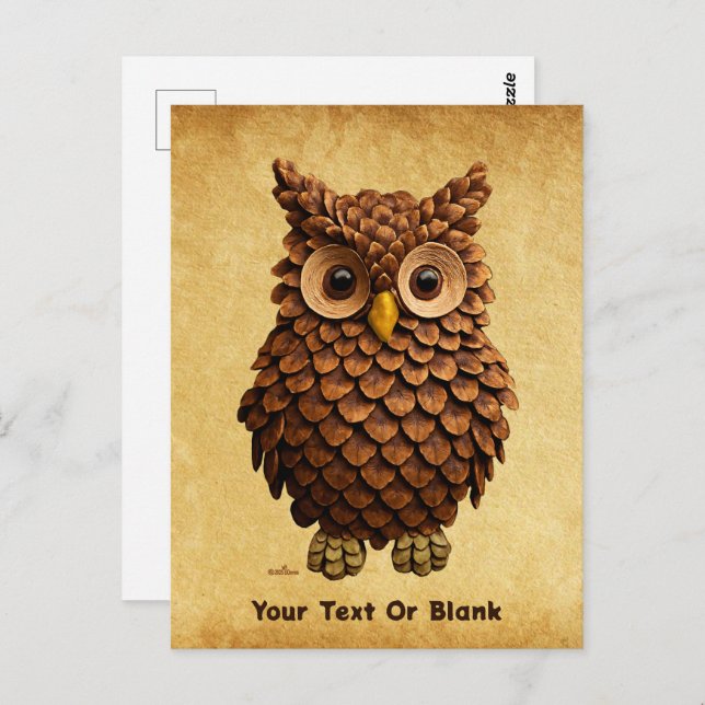 Pine Cone Owl Postcard (Front/Back)