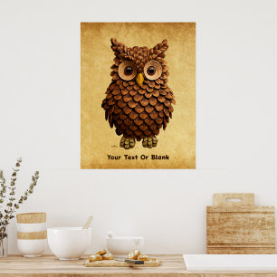 Pine Cone Owl Poster
