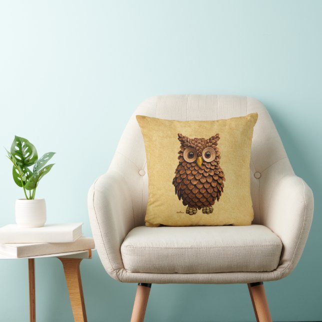 Pine Cone Owl Throw Pillow (Chair)