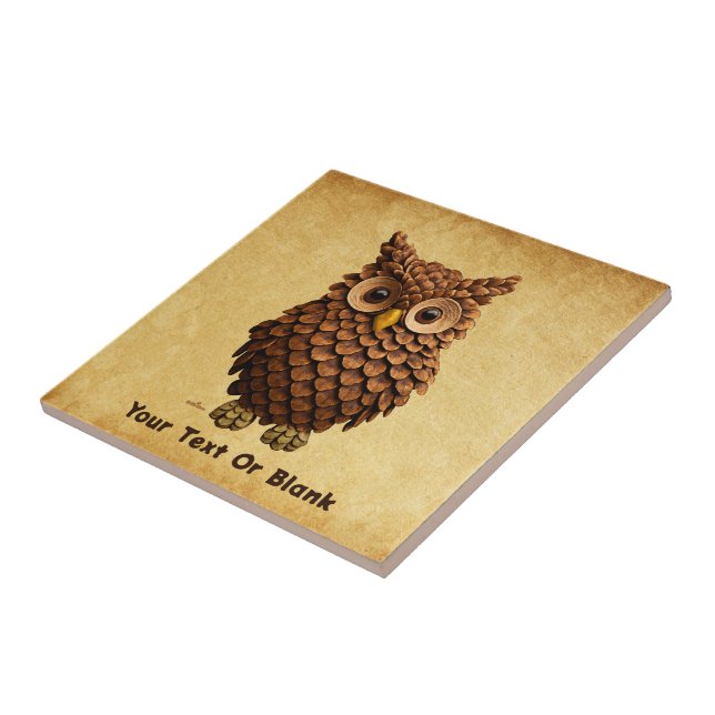 Pine Cone Owl Tile (Side)