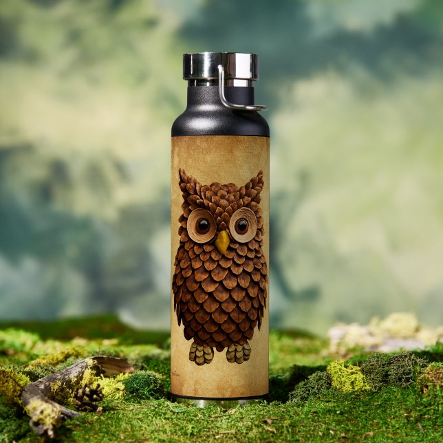 Pine Cone Owl Water Bottle (Outdoor (Rotated))