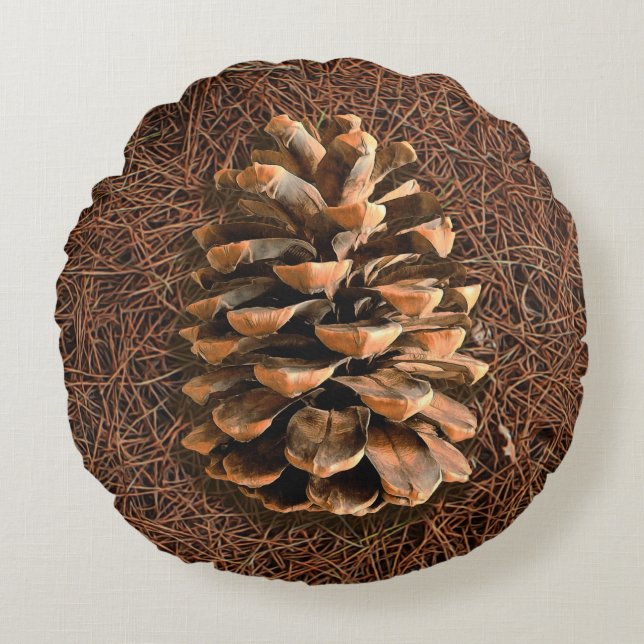 Pine Cone Round Pillow (Front)