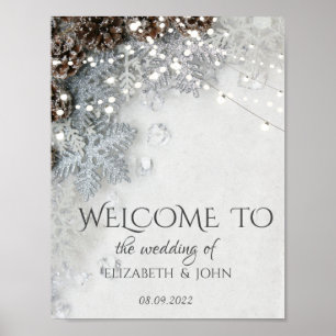 Pine Cone, Snowflakes Poster Mariage