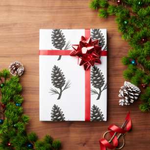 Pine Cone – Winter Forest Nature Ink Design on Wrapping Paper