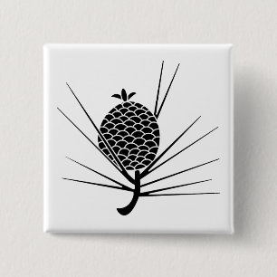 Pine cone with needles 2 inch square button