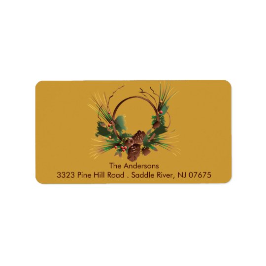Pine Cone Wreath Return Address Label