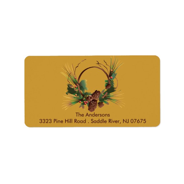 Pine Cone Wreath Return Address Label (Front)