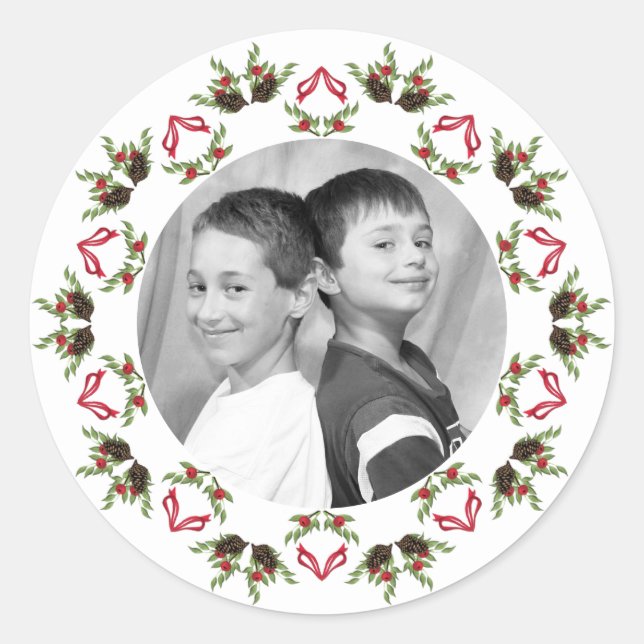 Pine cones and berries mandala circle sticker (Front)