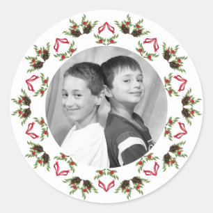 Pine cones and berries mandala circle sticker