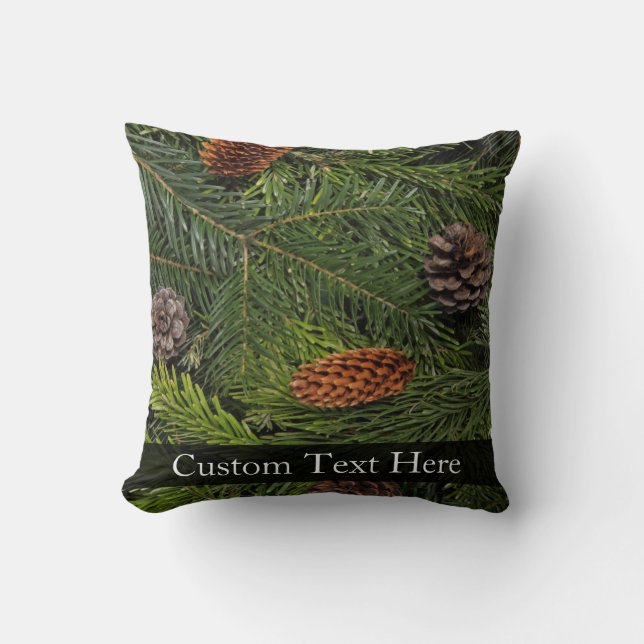 Pine Cones and Branches Throw Pillow (Front)
