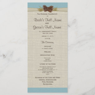 Pine Cones and Burlap Blue Wedding Program