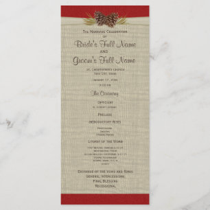 Pine Cones and Burlap Red Wedding Program