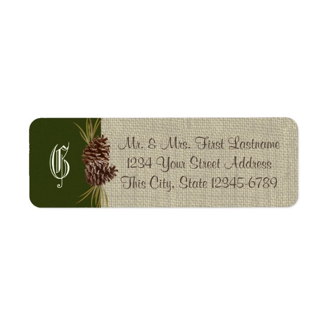 Pine Cones and Burlap Woodland Green (Front)