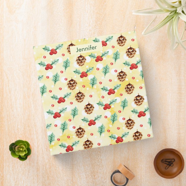 Pine Cones and Holly Christmas Pattern Binder (In Situ)