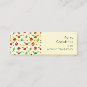 Pine Cones and Holly Christmas Pattern Mini Business Card