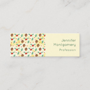 Pine Cones and Holly Christmas Pattern Mini Business Card