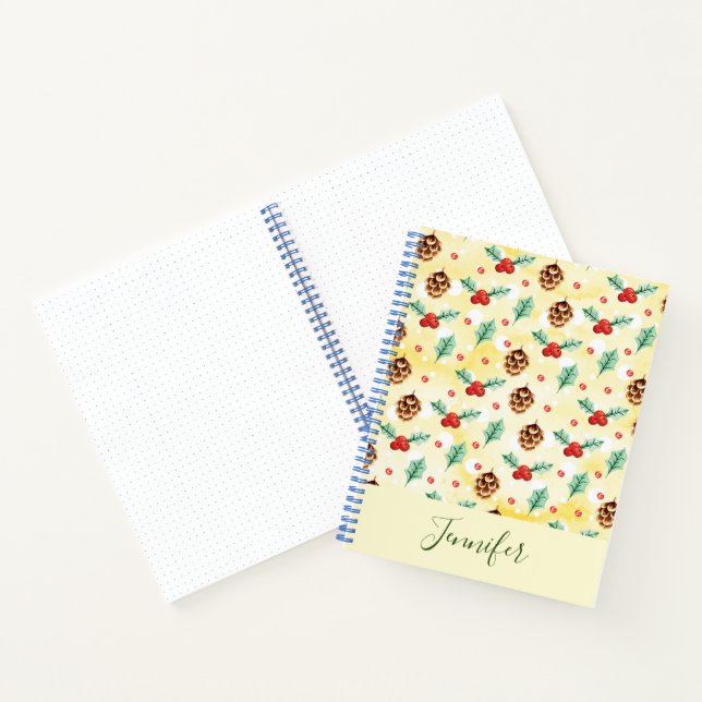 Pine Cones and Holly Christmas Pattern Notebook (Inside)