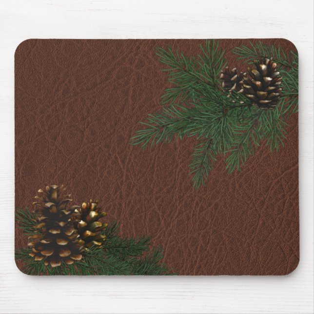 Pine Cones and Leather Mousepad (Front)