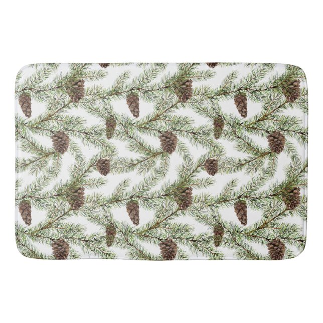 Pine Cones and Pine Branches Bath Mat (Front)