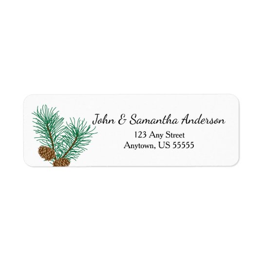 Pine Cones and Pine Branches Return Address Label