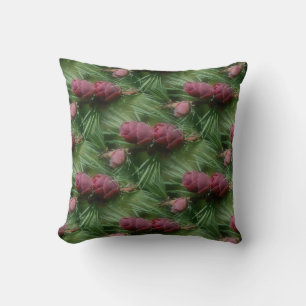 Pine Cones And Pine Needles Nature Pattern Throw Pillow