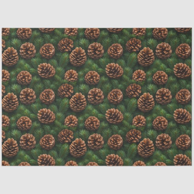 Pine Cones and Spruce Tree Sprigs Decoupage Tissue Paper (Front)