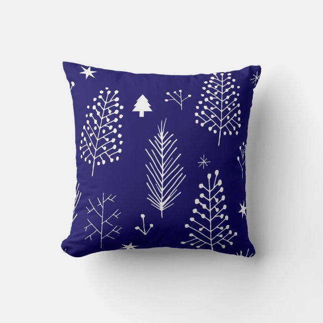 PINE CONES AND TREES Retro Throw Pillow (Front)