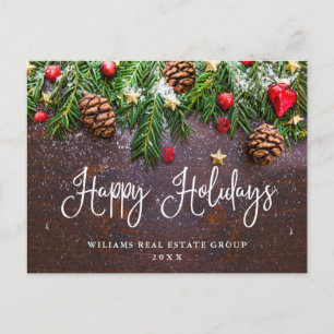 Pine Cones Branch Christmas Corporate Greeting Postcard