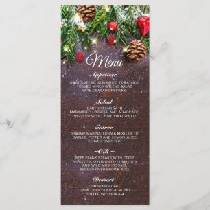 Pine Cones Branch Rustic  Christmas Holiday Dinner Menu