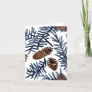 Pine Cones & Branches   Watercolor Winter Painting Holiday Card