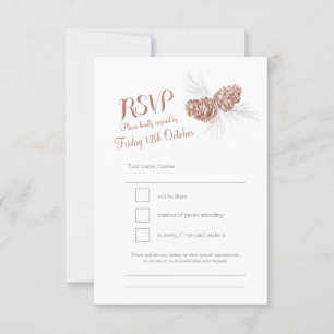 Pine cones brown wedding RSVP Card