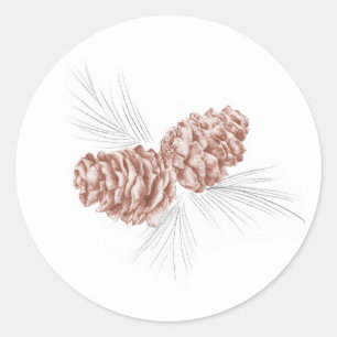 Pine cônes brun gris autocollant de mariage d'hive