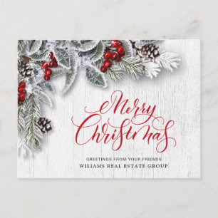 Pine Cones Christmas Holiday Corporate Greeting Postcard