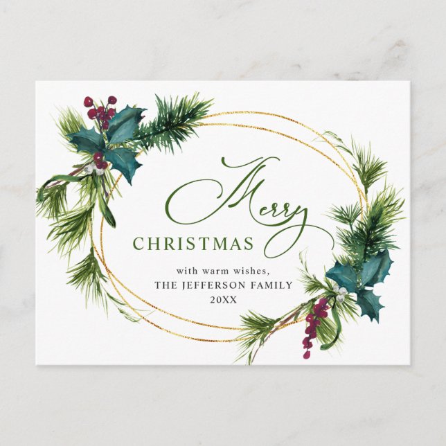 Pine Cones Christmas Holiday Greeting Postcard (Front)