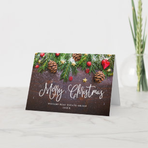 Pine Cones Christmas Rustic Corporate Greeting Holiday Card