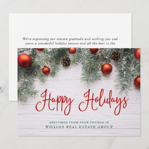 Pine Cones Christmas Rustic Corporate Greeting Holiday Card