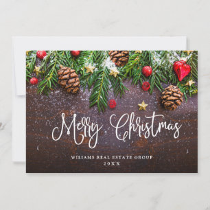Pine Cones Christmas Rustic Corporate Greeting Holiday Card