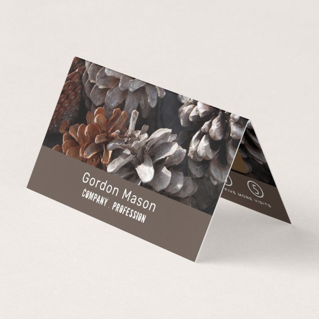 Pine Cones, Conifer Double Loyalty Business Card (Front)