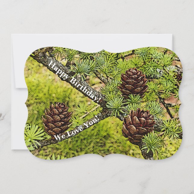 PINE CONES/EVERGREEN TREE/BIRTHDAY MESSAGE (Front)