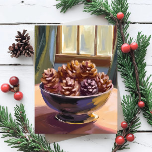 Pine Cones Fall Autumn Watercolor Holiday Postcard