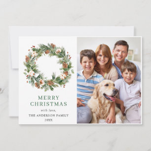 Pine Cones Fir Wreath Christmas Greeting PHOTO Holiday Card