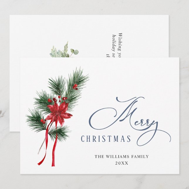 Pine Cones Fir Wreath Merry Christmas Greeting Holiday Card (Front/Back)