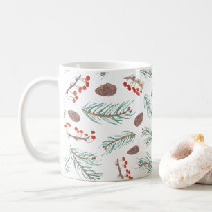 Pine Cones Forest Watercolor Trees Coffee Mug