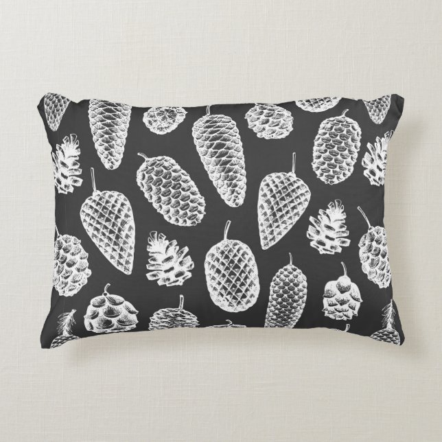 Pine cones hand drawn seamless pattern. Botanical  Accent Pillow (Front)