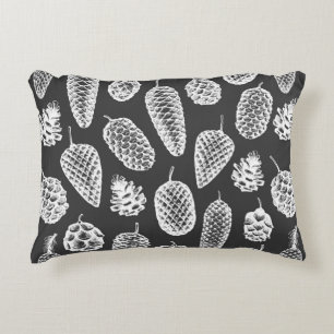 Pine cones hand drawn seamless pattern. Botanical Accent Pillow