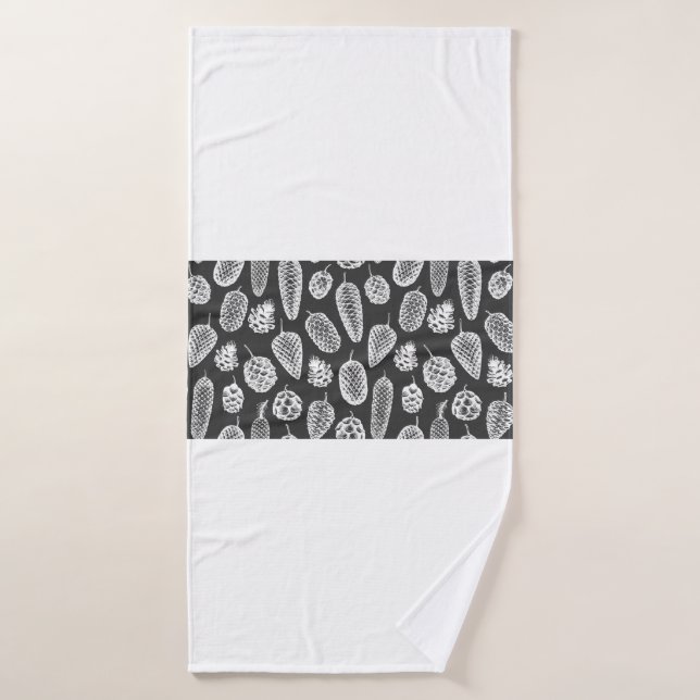 Pine cones hand drawn seamless pattern. Botanical  Bath Towel (Bath Towel)