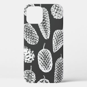 Pine cones hand drawn seamless pattern. Botanical  iPhone 12 Case