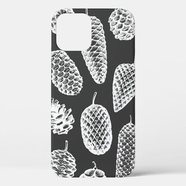 Pine cones hand drawn seamless pattern. Botanical  Case-Mate iPhone Case (Back)