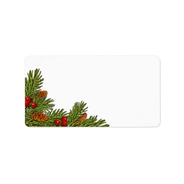 Pine Cones Holly Berries Xmas Blank Address Label (Front)