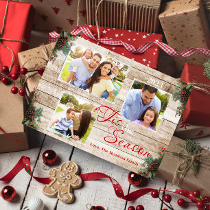 Pine Cones Holly 'Tis The Season Holiday Photocard Card